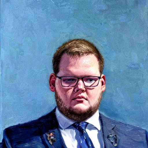 PROMPT: portrait of <1> in a suit, detailed painting, hd, hq, high resolution, high detail, 4 k, 8 k