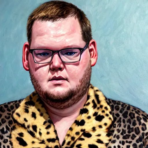 PROMPT: portrait of <1> in a leopard print housecoat, detailed painting, hd, hq, high resolution, high detail, 4 k, 8 k
